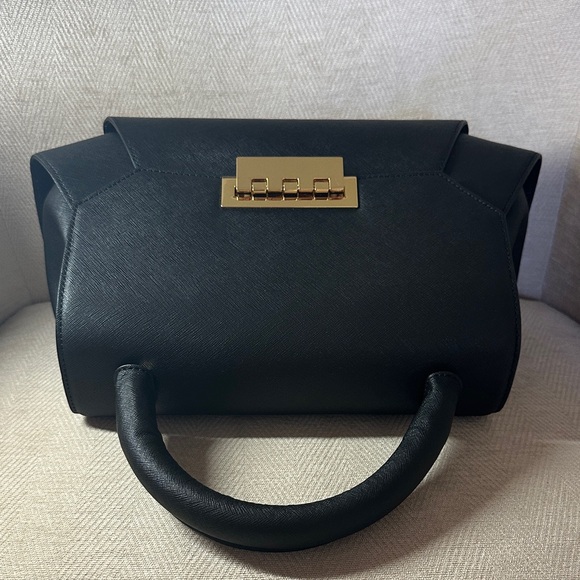 ZAC Zac Posen Elegant Black Satchel with Gold Hardware - Picture 5 of 11